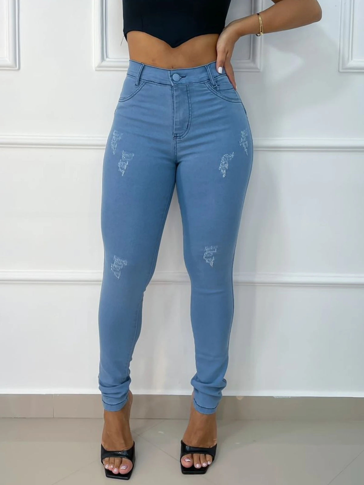 Calça jeans Blue Clean Puídos Premium